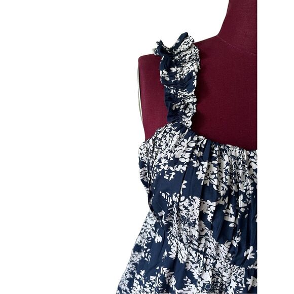 Abercrombie & Fitch Back Poplin Maxi Dress size S Navy White Floral - Picture 11 of 11